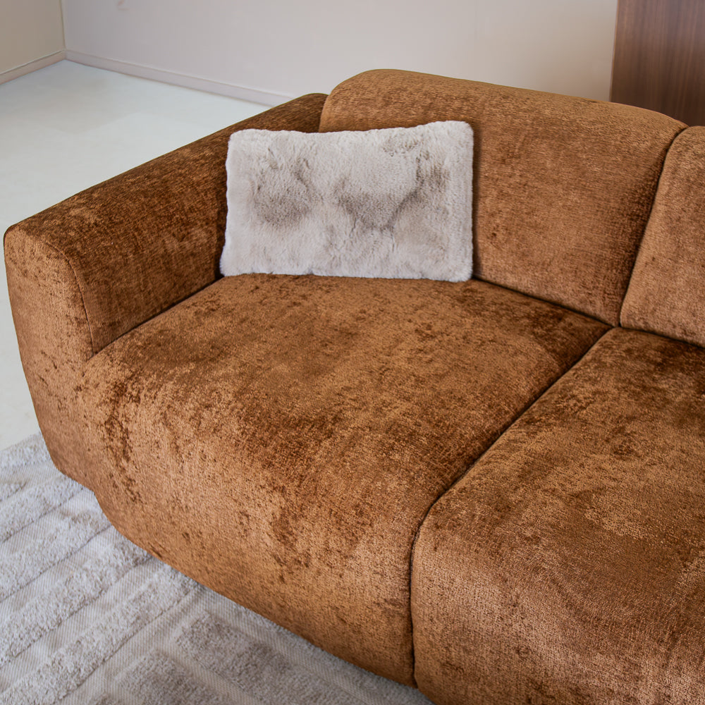 Banken-Hoekbank oker chenille stof - 292x170 cm - Shane - rechts-Dimehouse