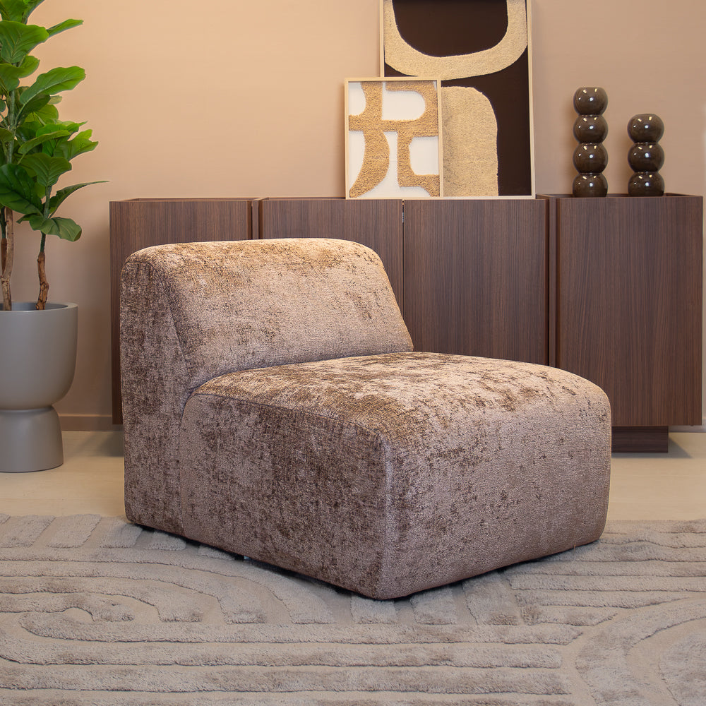 Fauteuil taupe chenille stof Shane