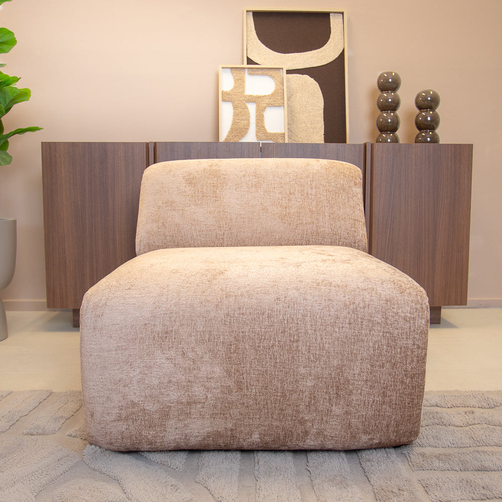 Fauteuil zand chenille stof Shane