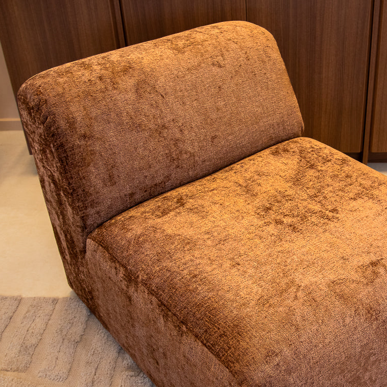 Fauteuil oker chenille stof Shane