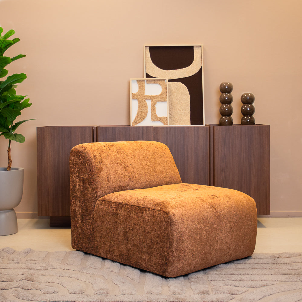 Fauteuil oker chenille stof Shane