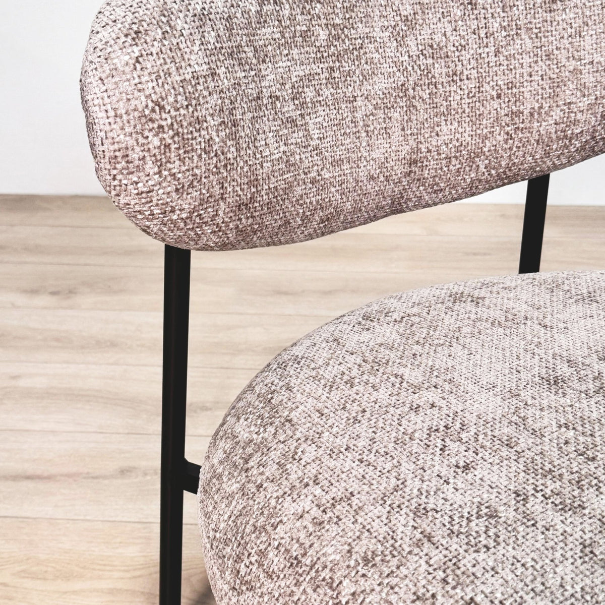 Armchairs - Round Scandinavian armchair beige mixed fabric Nova - Dimehouse
