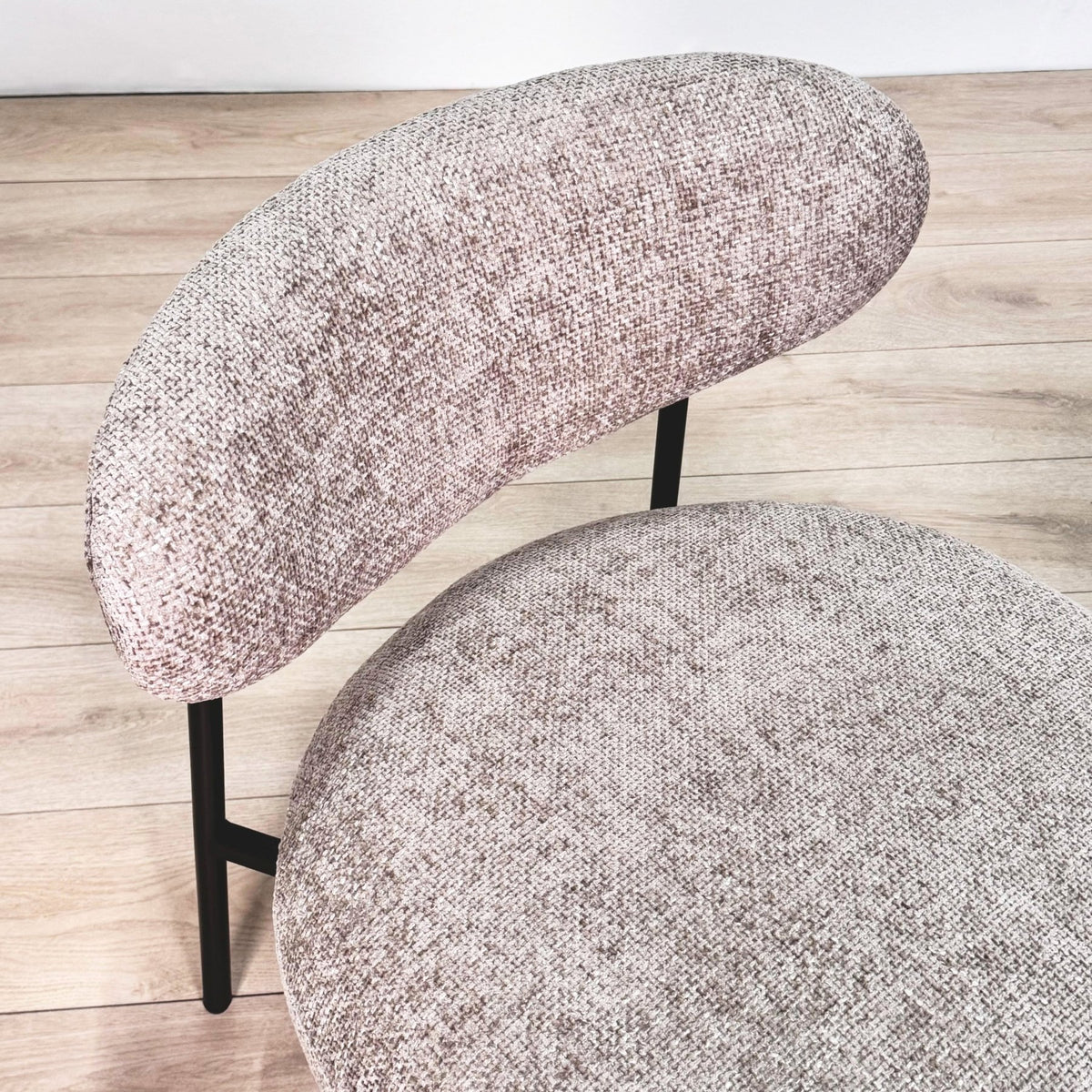 Armchairs - Round Scandinavian armchair beige mixed fabric Nova - Dimehouse