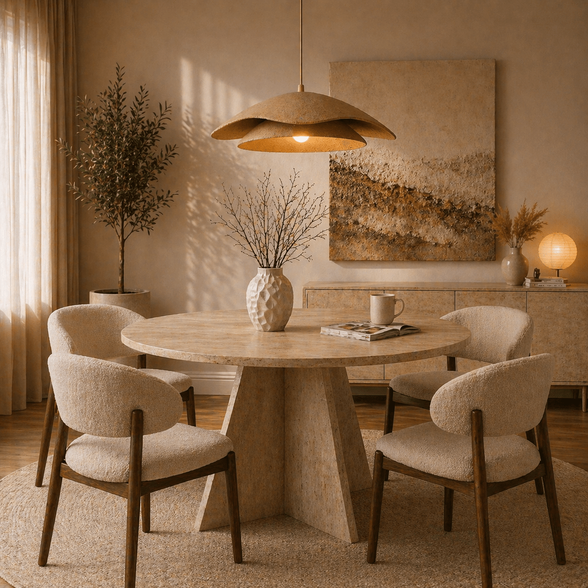 Hanging lamps - Hanging lamp beige carbon concrete shade - 40 and 58 cm - Flowing - Dimehouse