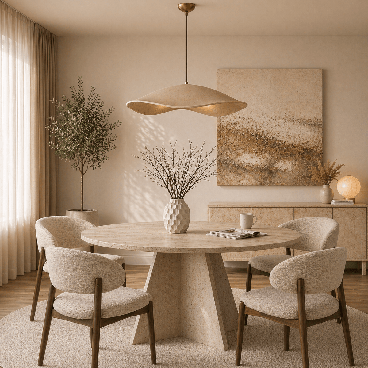 Hanging lamps - Hanging lamp beige carbon concrete shade - 58 cm - Flowing - Dimehouse