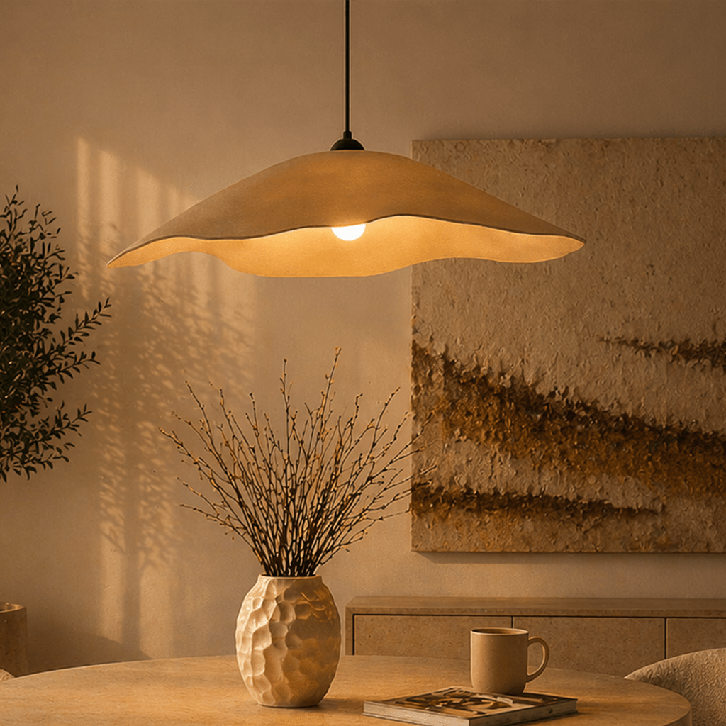 Hanging lamps - Hanging lamp beige carbon concrete shade - 59 cm - Flowing - Dimehouse