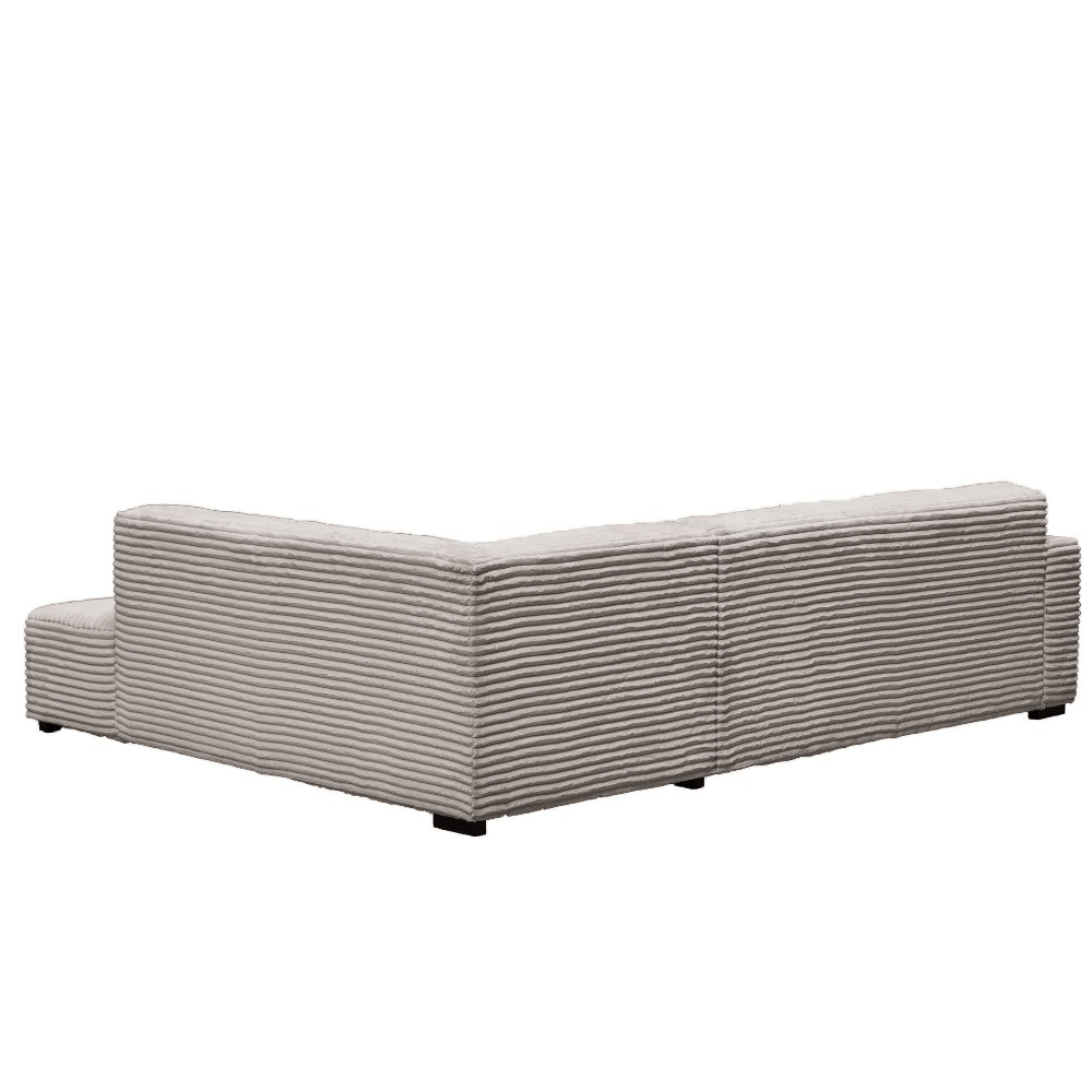 Sofas - Corner sofa beige super soft ribbed fabric Gavi - right - Dimehouse
