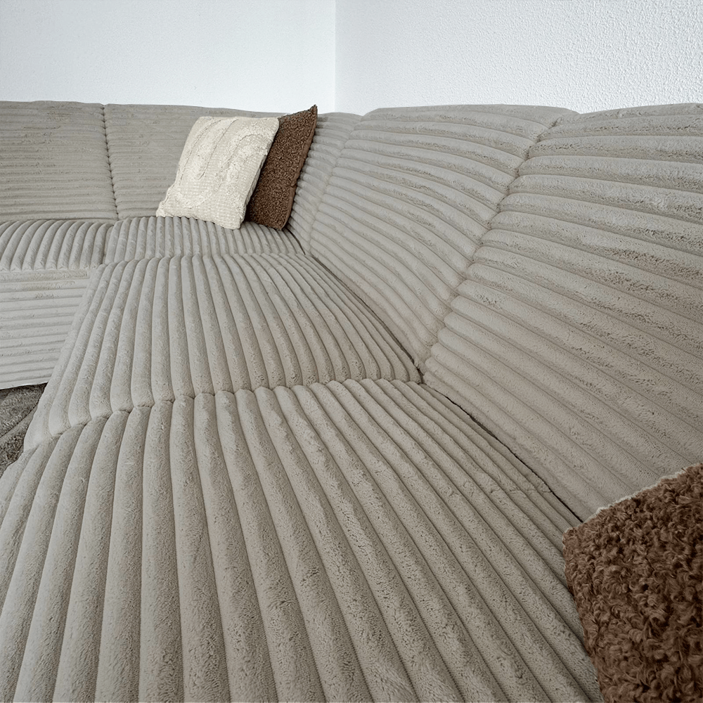 Sofas - Corner sofa beige super soft ribbed fabric Gavi - left - Dimehouse