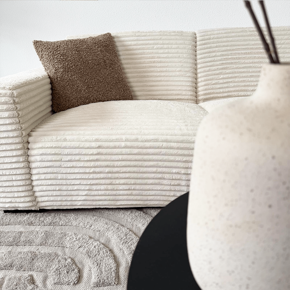 Sofas - Corner sofa cream super soft ribbed fabric Gavi - right - Dimehouse