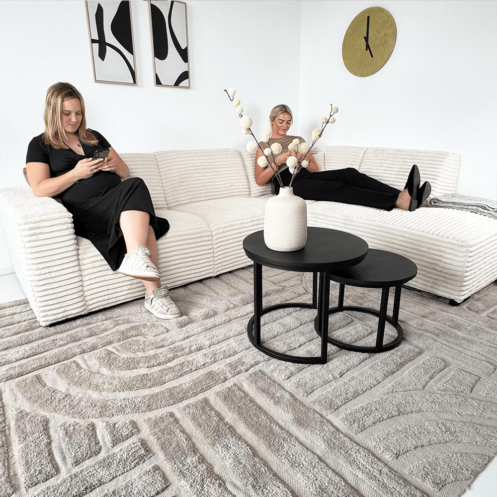 Sofas - Corner sofa cream super soft ribbed fabric Gavi - right - Dimehouse