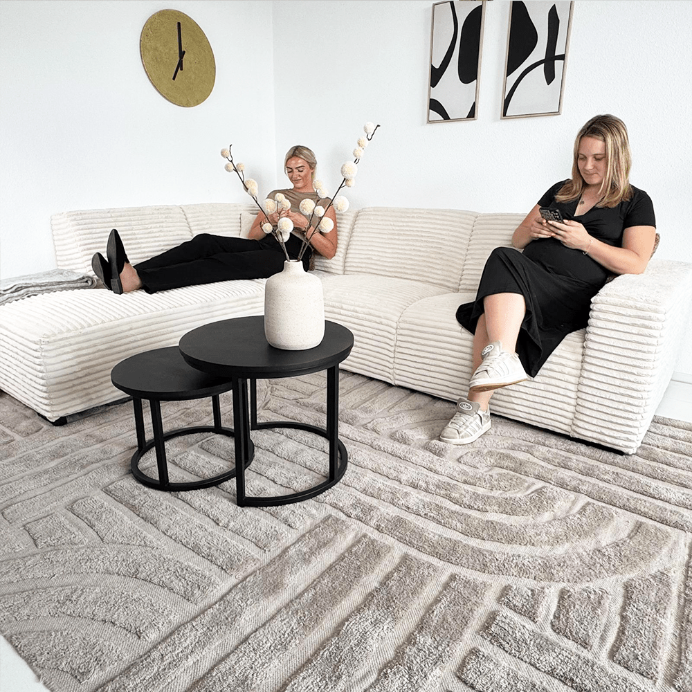 Sofas - Corner sofa cream super soft ribbed fabric Gavi - left - Dimehouse