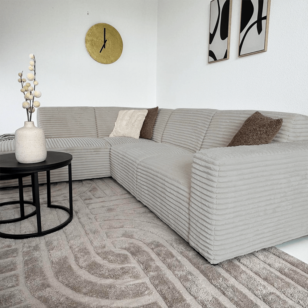 Sofas - Corner sofa beige super soft ribbed fabric Gavi - left - Dimehouse