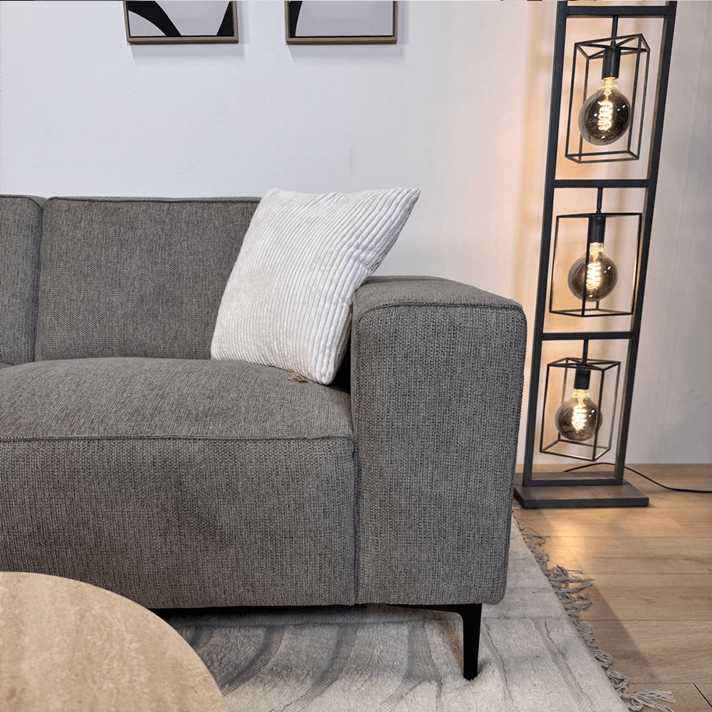 Sofas - Corner sofa taupe chenille mottled Ravi – left - Dimehouse