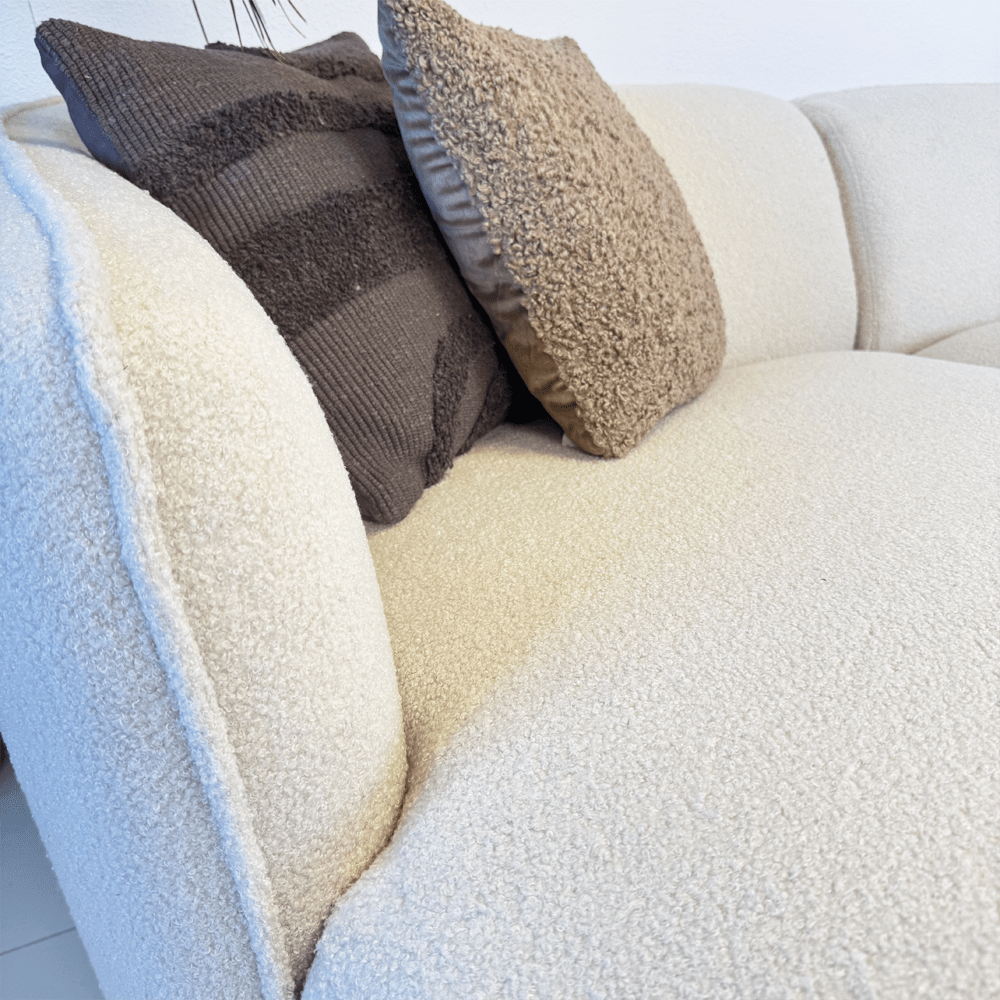 Sofas - Corner sofa organic shape cream bouclé Sophie - left - Dimehouse