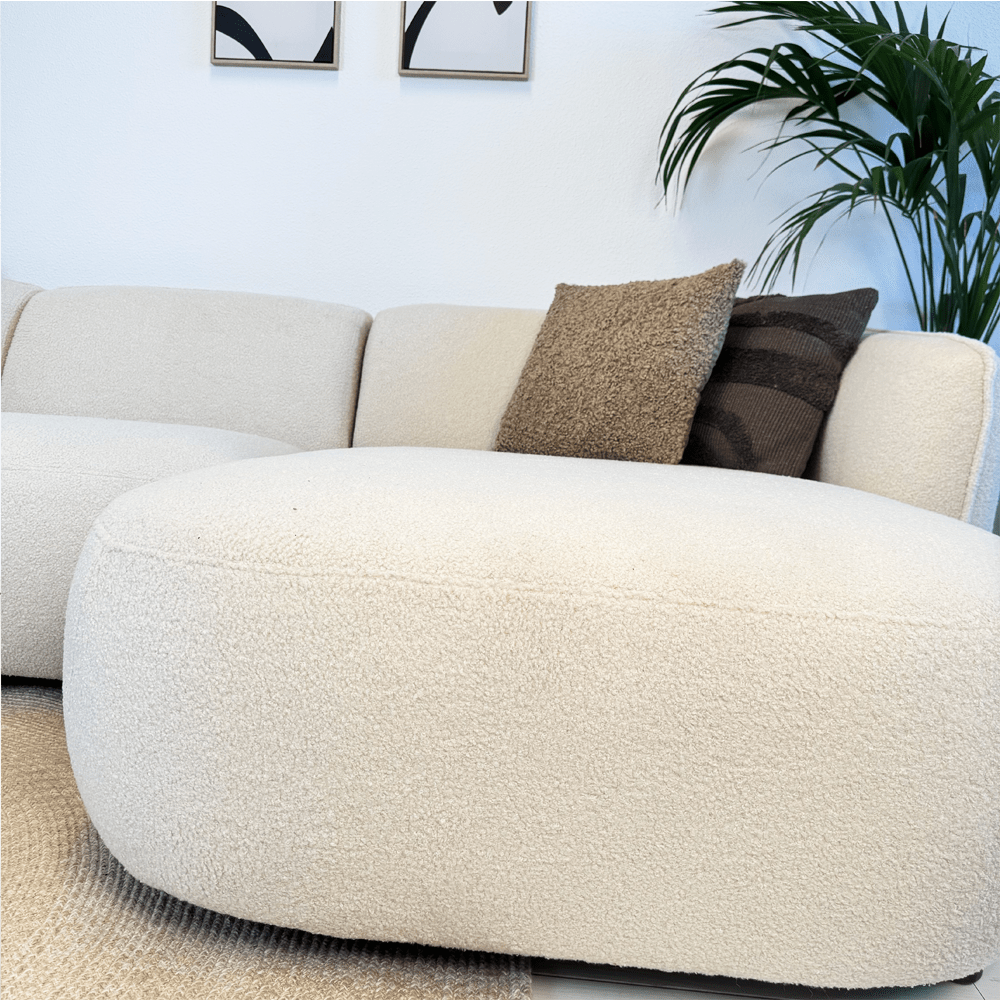 Sofas - Corner sofa organic shape cream bouclé Sophie - right - Dimehouse