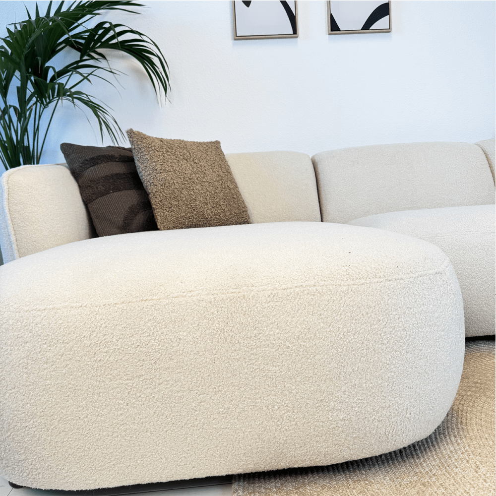 Sofas - Corner sofa organic shape cream bouclé Sophie - left - Dimehouse