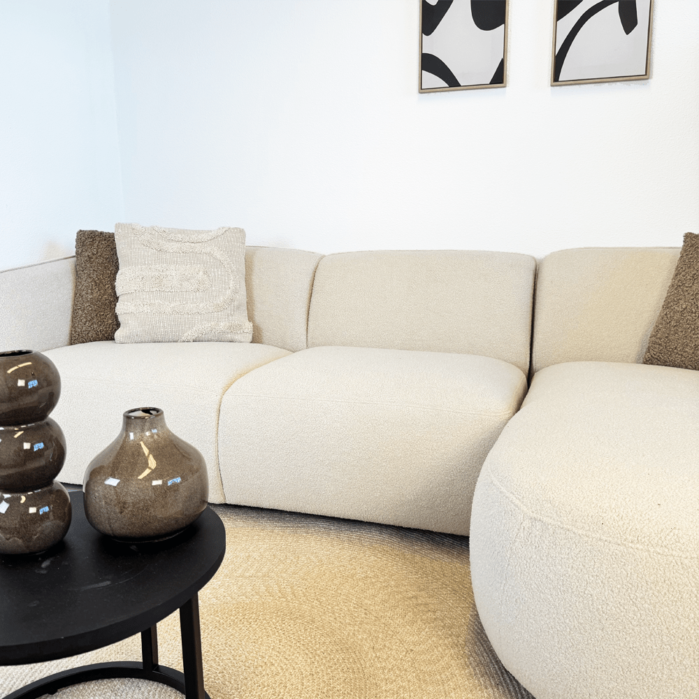 Sofas - Corner sofa organic shape cream bouclé Sophie - right - Dimehouse