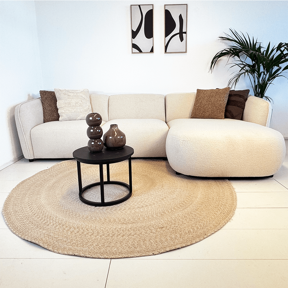 Sofas - Corner sofa organic shape cream bouclé Sophie - right - Dimehouse