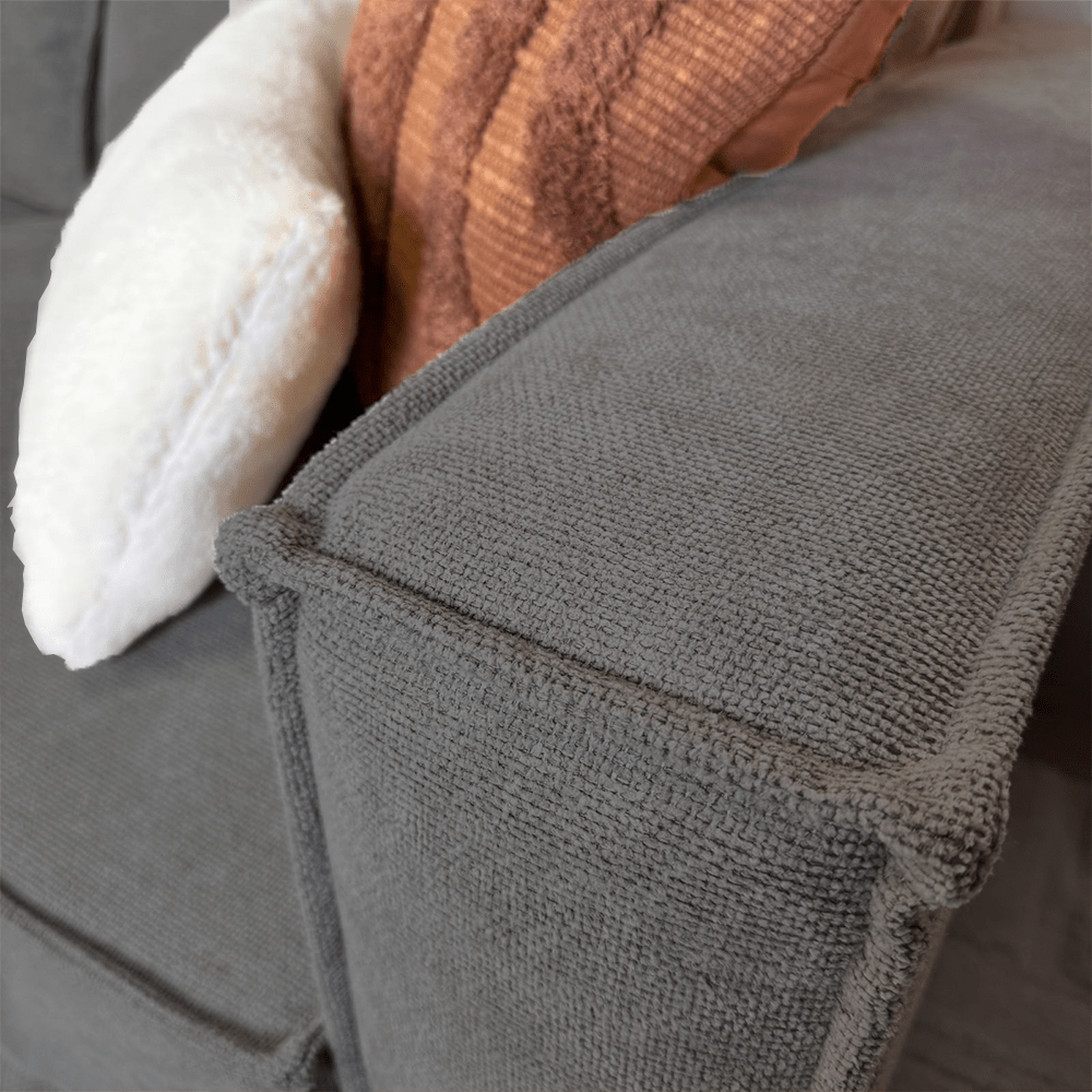 Sofas - Corner sofa with chaise longue anthracite chenille Yara - left - Dimehouse