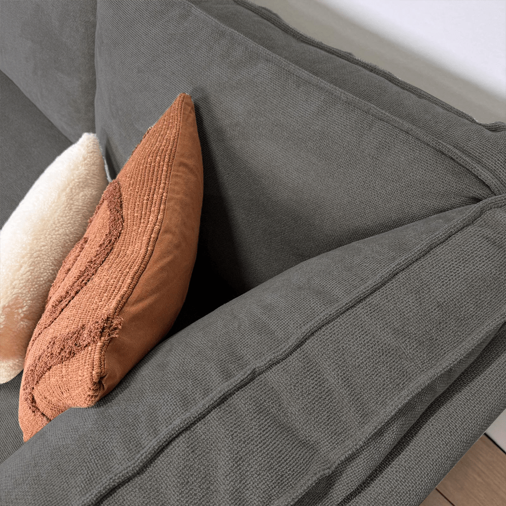 Sofas - Corner sofa with chaise longue anthracite chenille Yara - right - Dimehouse