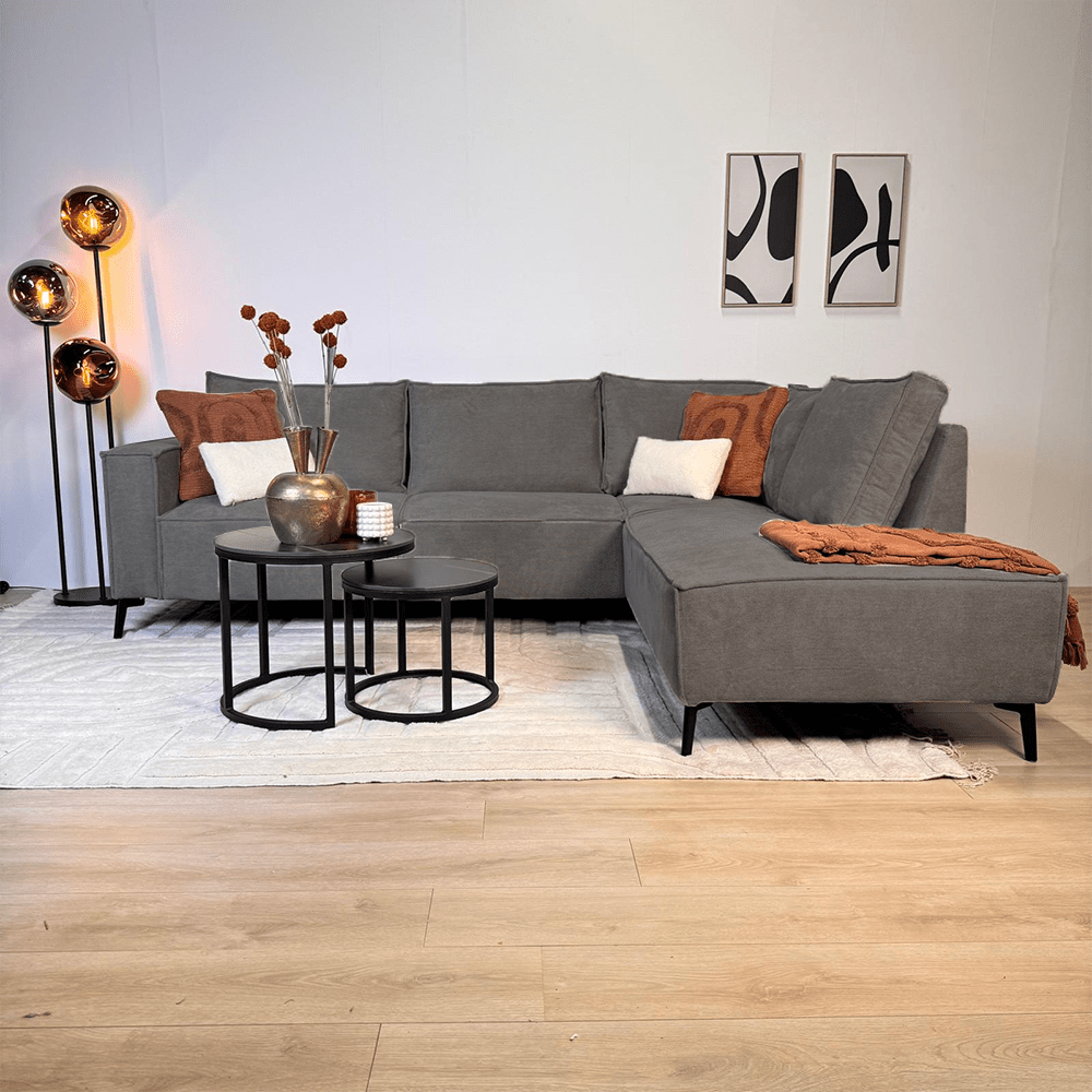 Sofas - Corner sofa with chaise longue anthracite chenille Yara - right - Dimehouse