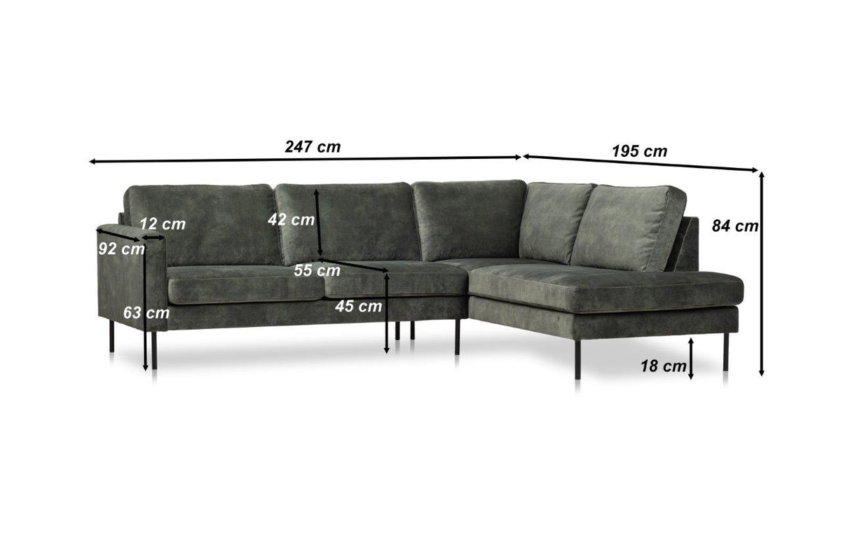 Sofas - Corner sofa green velvet high legs Gaya - right - Dimehouse
