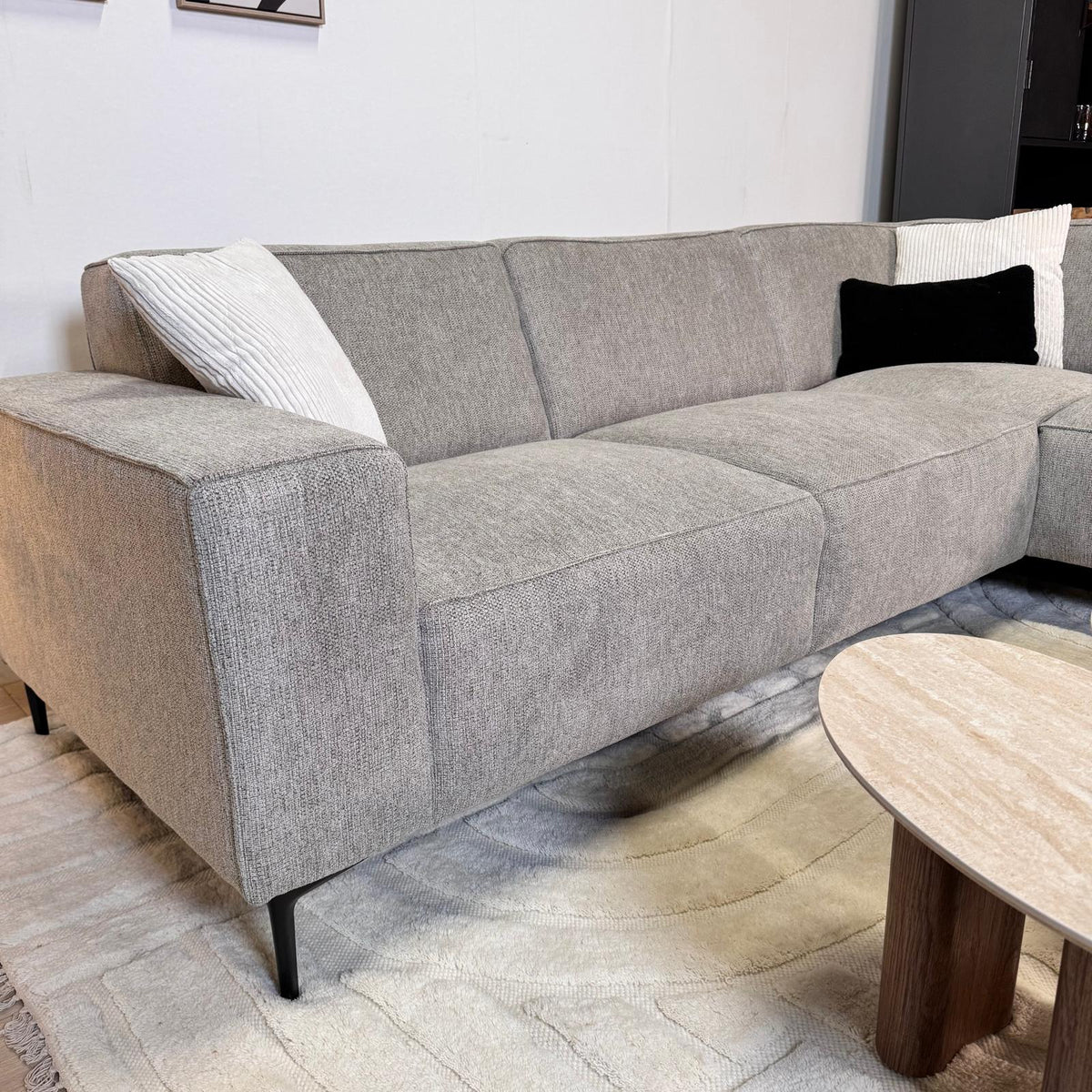 Sofas - Corner sofa gray chenille mottled Ravi – Left - Dimehouse