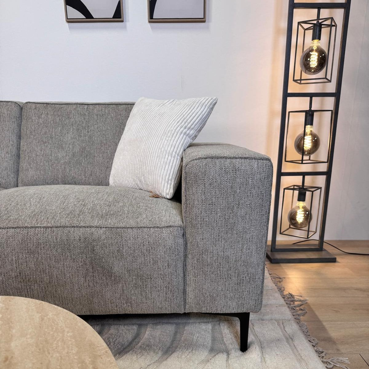 Sofas - Corner sofa gray chenille mottled Ravi – Left - Dimehouse