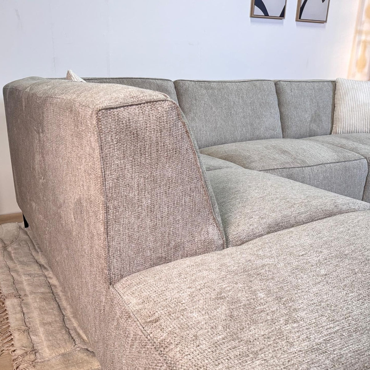 Sofas - Corner sofa gray chenille mottled Ravi – Left - Dimehouse