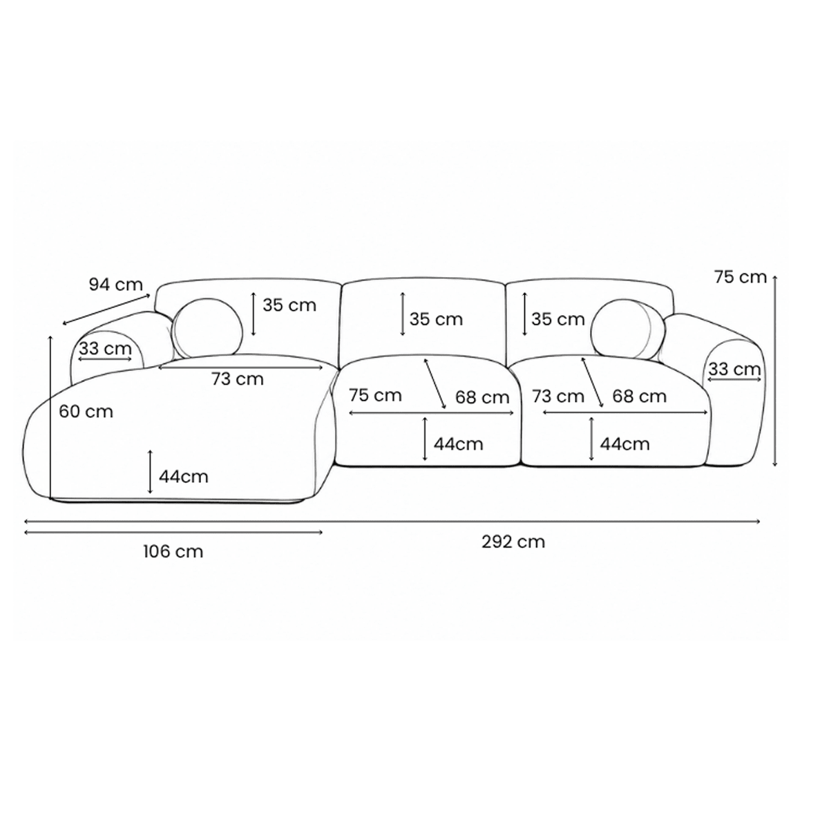 Sofas-Corner sofa sand bouclé fabric - 292x169 cm - Shane - right-Dimehouse