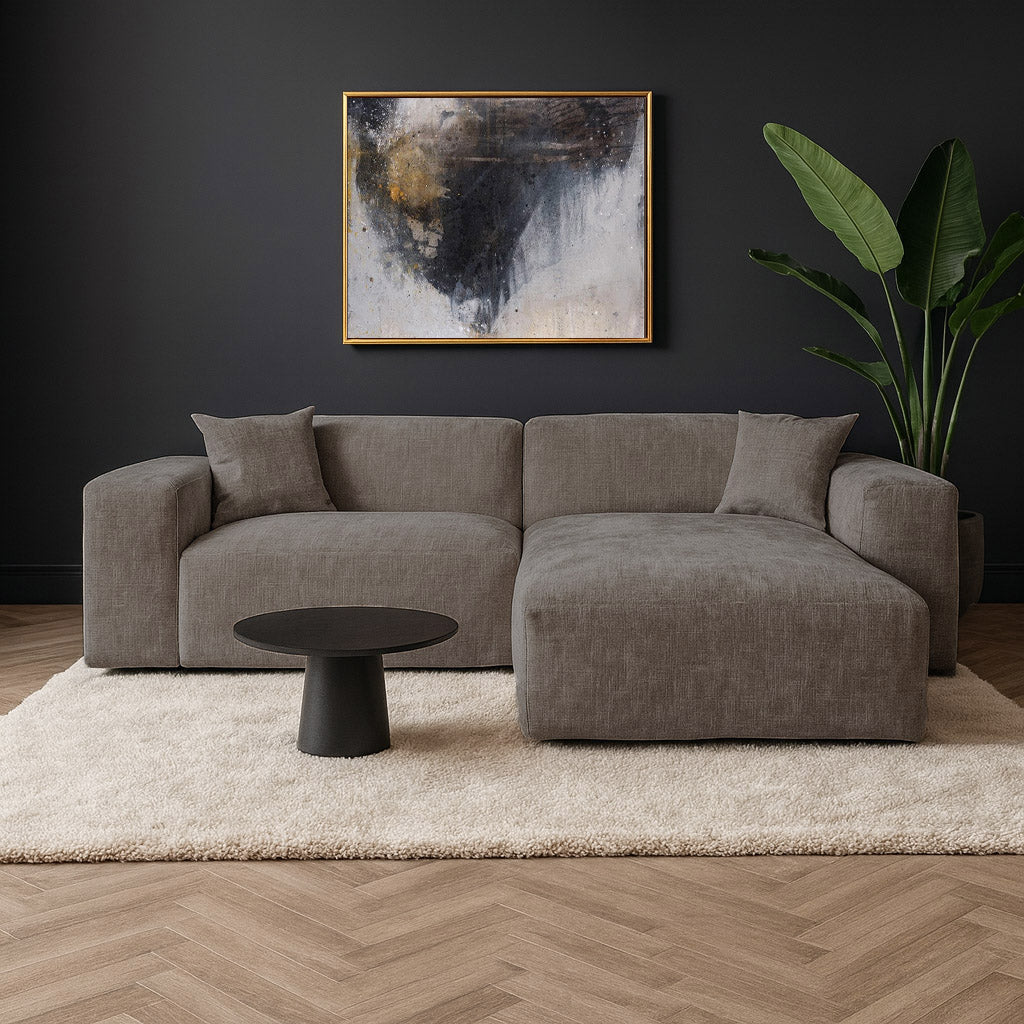 Sofas - Corner sofa taupe chenille Wayne 264 cm - corner can be mounted left and right - Dimehouse