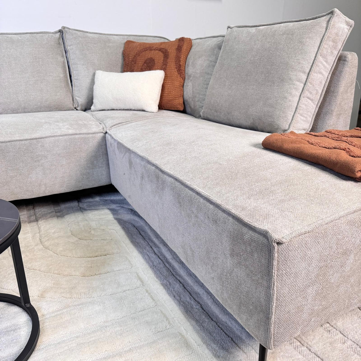 Sofas - Corner sofa with chaise longue beige chenille Yara - right - Dimehouse