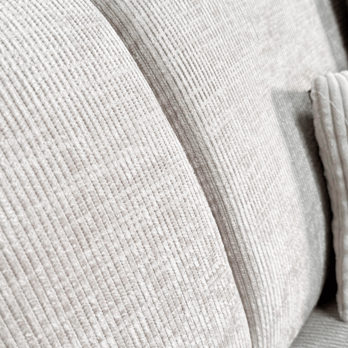 Sofas - Corner sofa with chaise longue beige chenille fabric Manon - left - Dimehouse