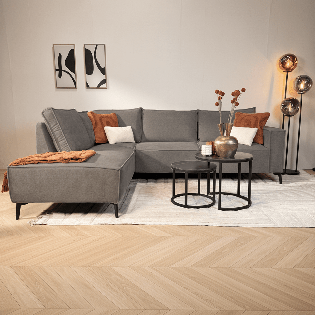 Sofas - Corner sofa with chaise longue anthracite chenille Yara - left - Dimehouse