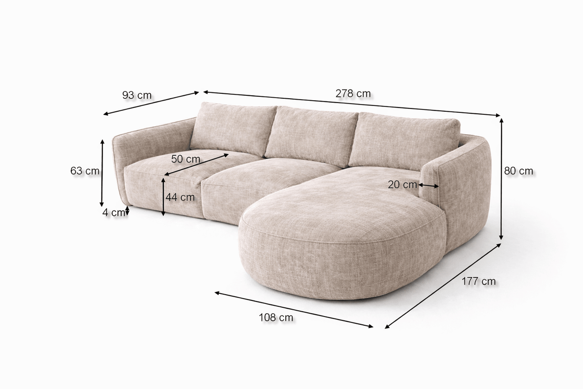 Sofas - Corner sofa round longue beige velvet textured fabric Dwayne - left - Dimehouse