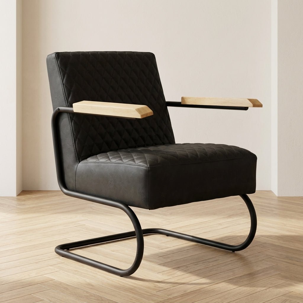 Industrial armchair Lars black atmospheric photo in a modern interior