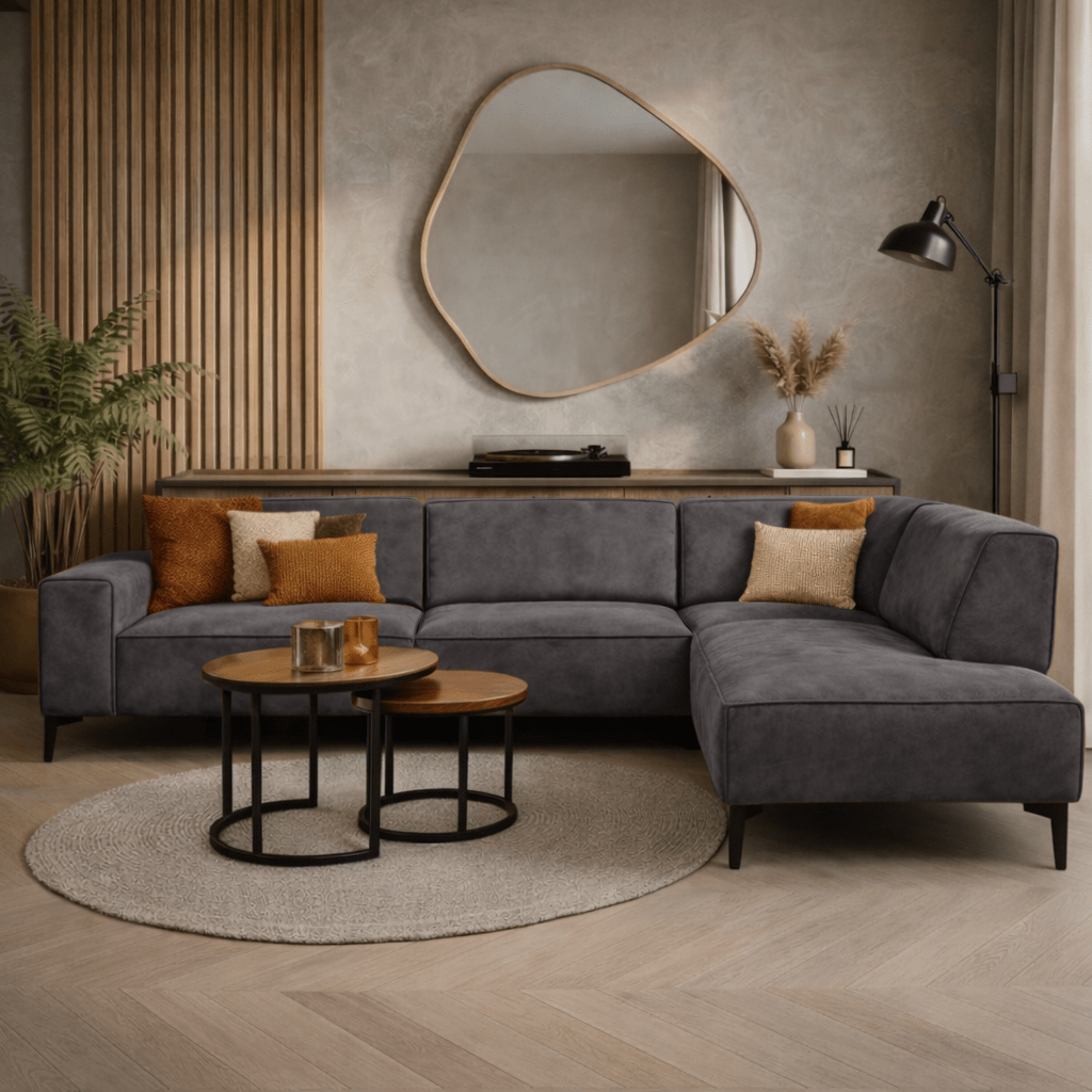 Sofas - Industrial corner sofa anthracite eco - leather Brisbane - right - Dimehouse