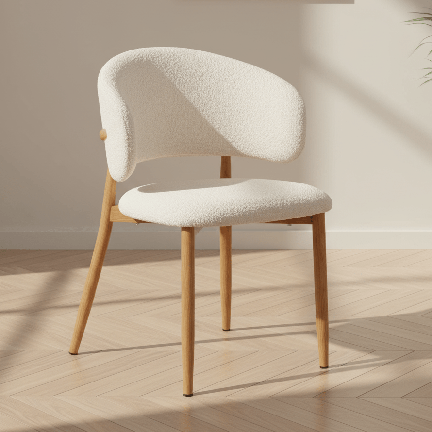 Japandi Dining Room Chair Yuka Beige - Oak Look Frame