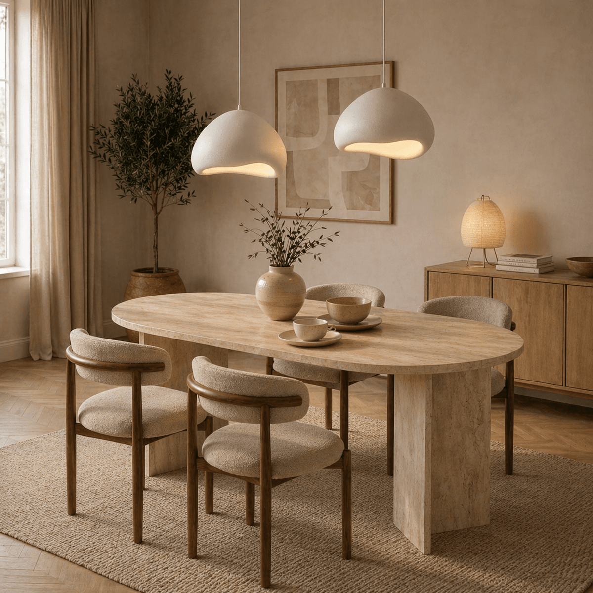 Hanging lamps - Luxury Hanging Lamp White Ø50 cm and Ø40 - Fiberglass shades - Eleonora - Dimehouse