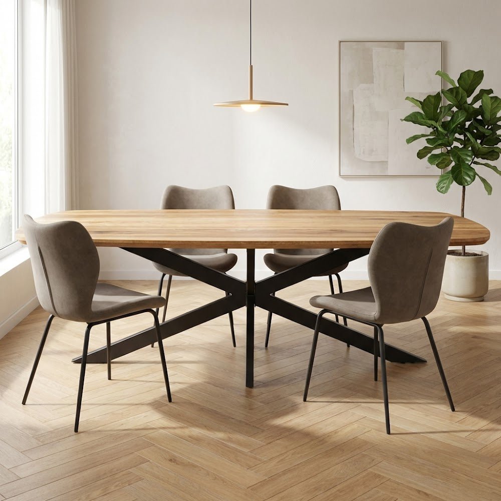 Dining tables - Dining table Mikkel Oak Danish Oval Matrix Frame Large - Dimehouse