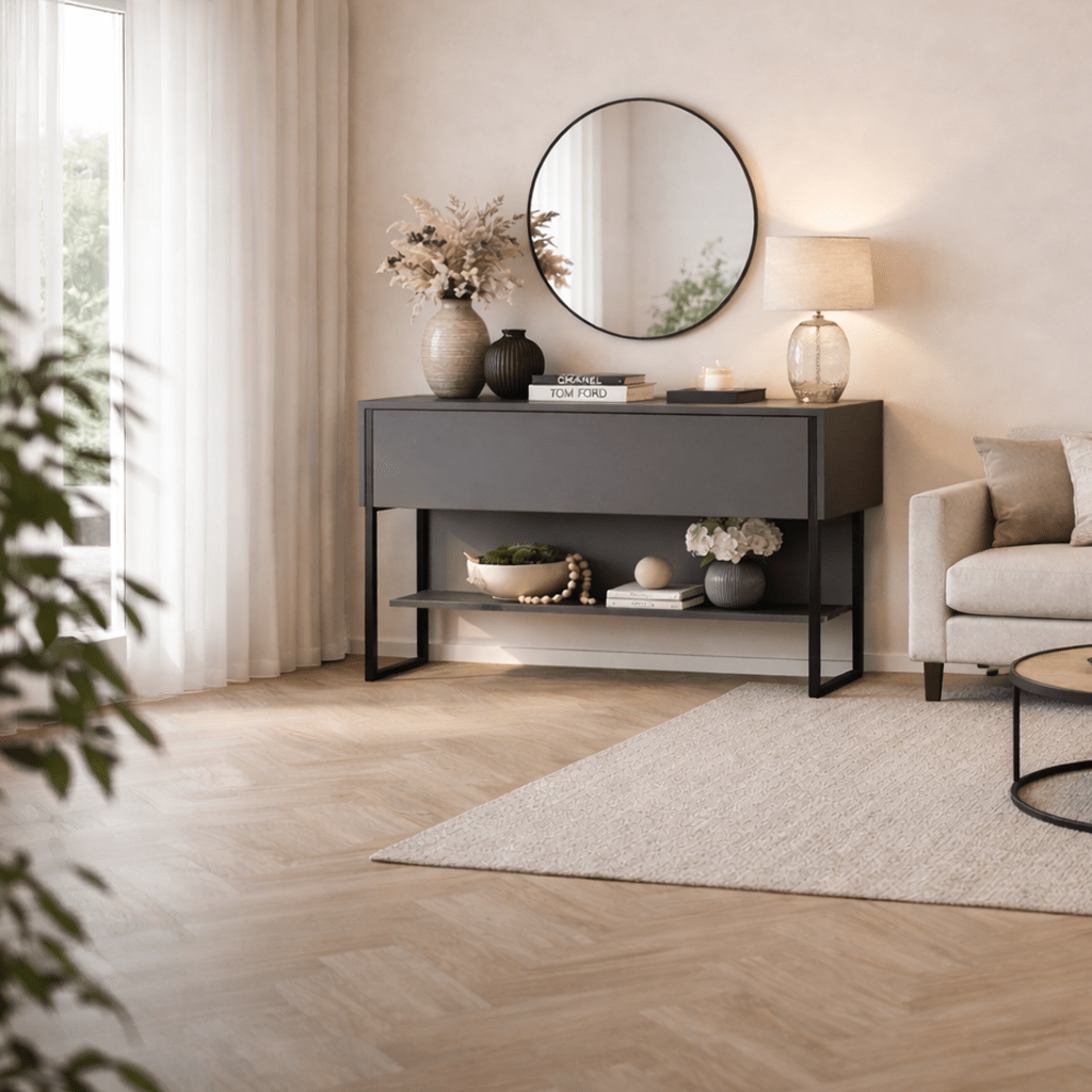 Sideboards - Modern Sideboard Anthracite Luxury 120x80x30 - Black Frame - One Compartment - Dimehouse