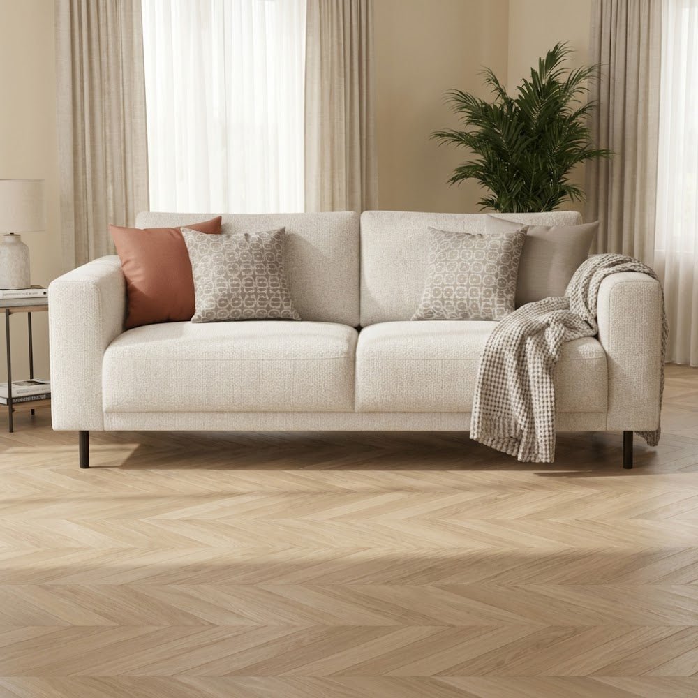 Sofas - Modern 2.5-seater Sofa Beige Fabric Aniko 183x90x78 cm - Dimehouse