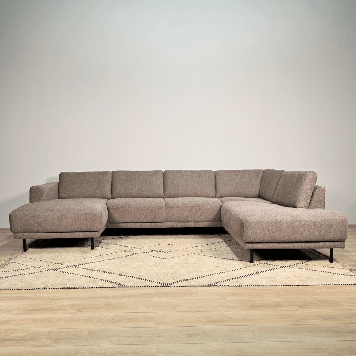 Sofas - Modern U - Sofa Corner Sofa Taupe Fabric - Right - 310x197x142 cm - Aniko - Dimehouse
