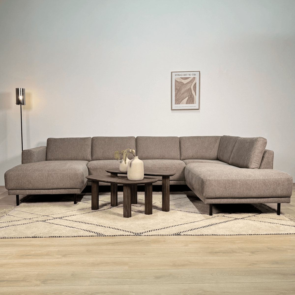 Sofas - Modern U - Sofa Corner Sofa Taupe Fabric - Right - 310x197x142 cm - Aniko - Dimehouse