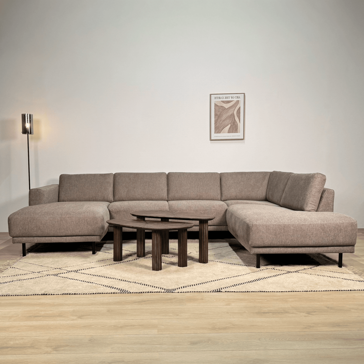 Sofas - Modern U - Sofa Corner Sofa Taupe Fabric - Right - 310x197x142 cm - Aniko - Dimehouse