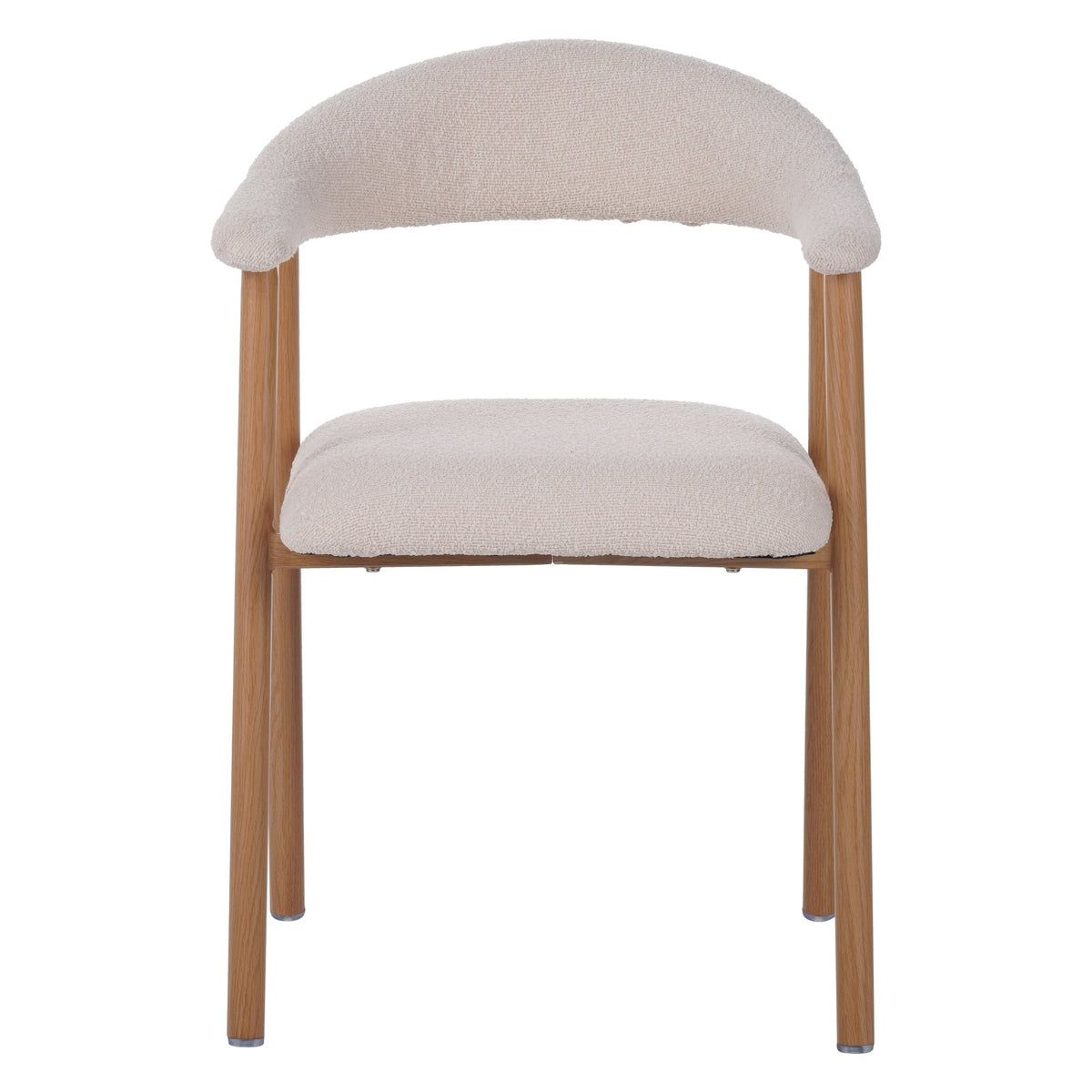 Dining room chairs - Japandi Dining room chair Beige Bouclé Suki - Oak look Frame - With Armrest - Dimehouse