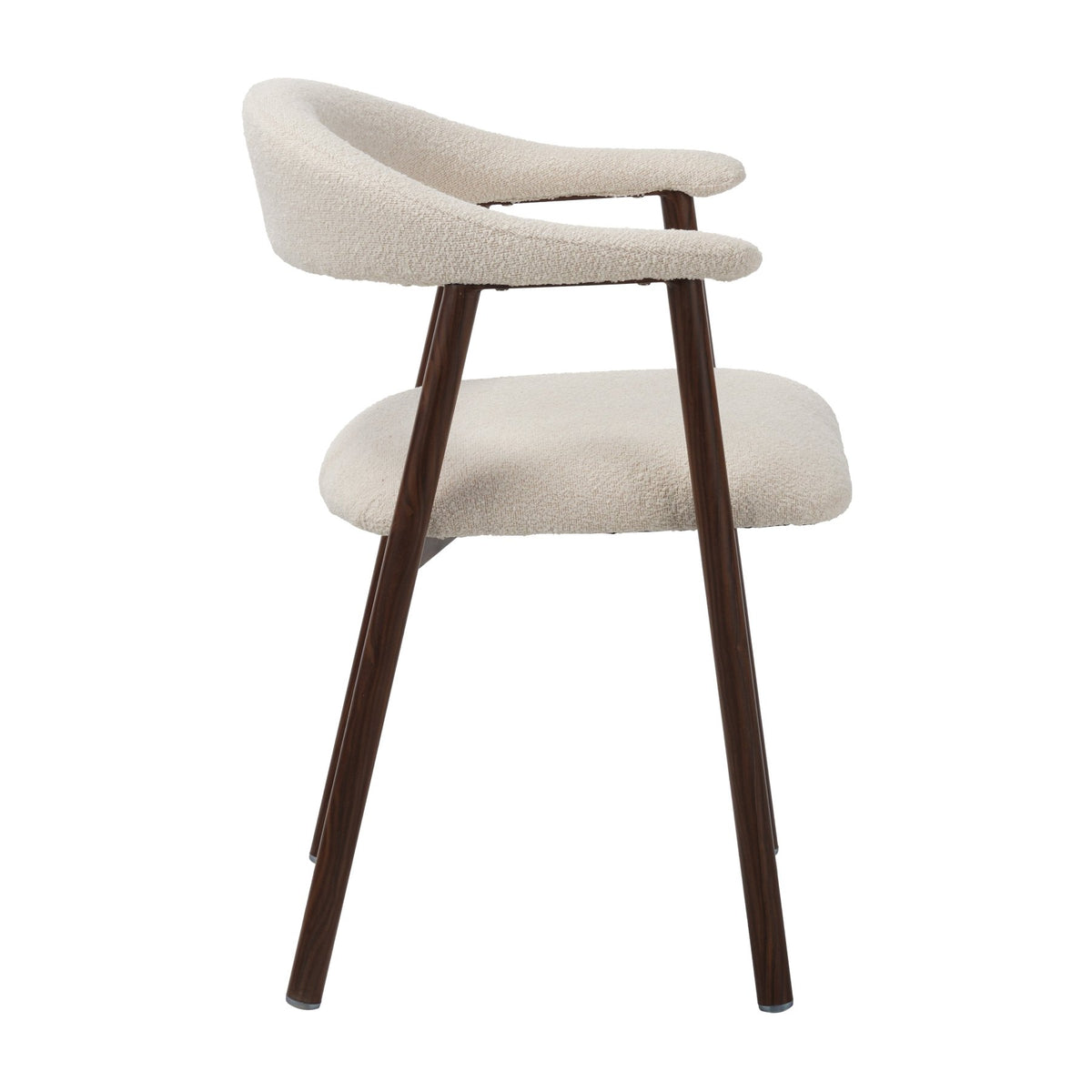 Dining room chairs - Japandi Dining room chair Beige Bouclé Suki - Walnut Frame - With Armrest - Dimehouse