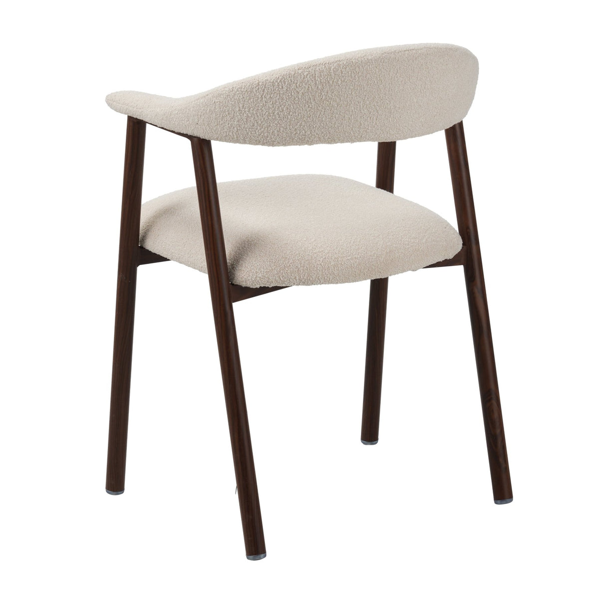 Dining room chairs - Japandi Dining room chair Beige Bouclé Suki - Walnut Frame - With Armrest - Dimehouse