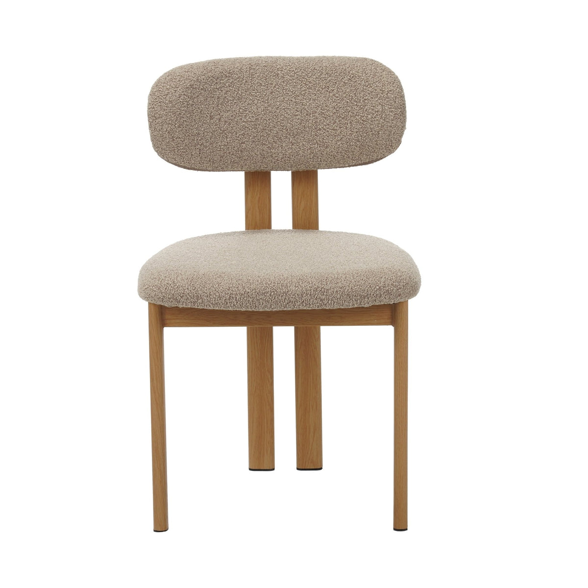 Dining room chairs - Japandi Dining room chair Miyo Bouclé Sand color - Oak look Frame - Dimehouse