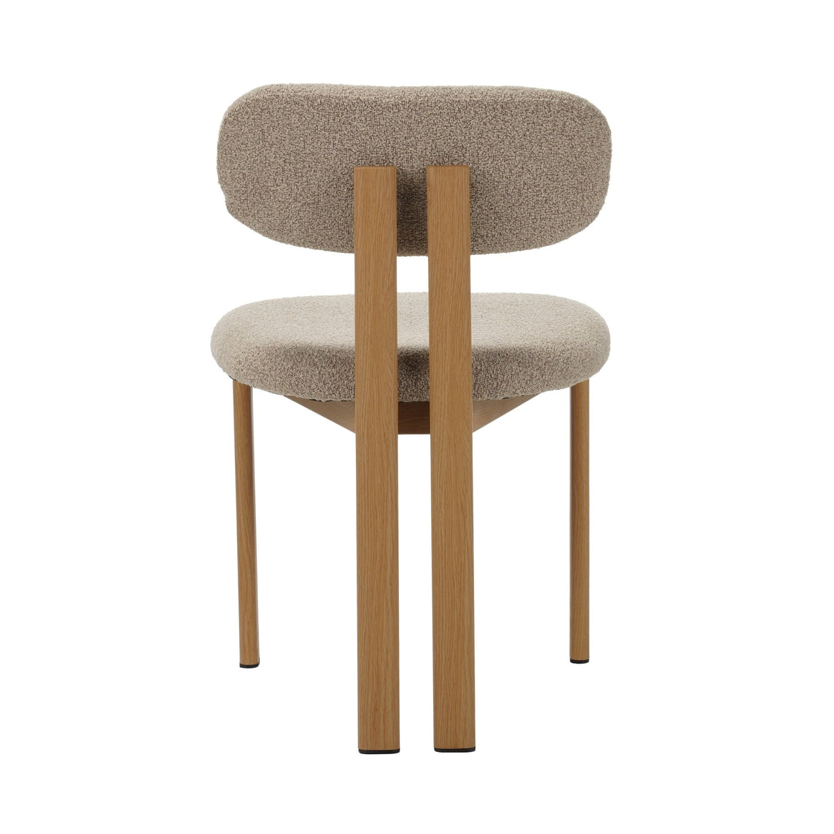 Dining room chairs - Japandi Dining room chair Miyo Bouclé Sand color - Oak look Frame - Dimehouse